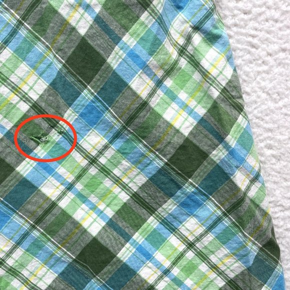 Y2K 2000s Vintage Gap Shift Dress 8 M Medium Green Blue Plaid Strapless Summer - Picture 6 of 12